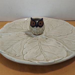 Vintage Otigari Owl Appetizer Toothpick Holder Tray 10" Round